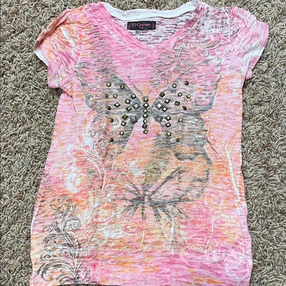 Pink and Orange girls Tee